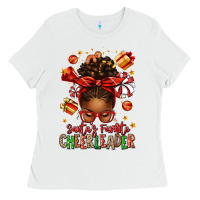 White santa's favorite cheerleader afro messy bun Ladies Tee - texasbilliewilder