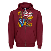 Burgundy love with sunflowers and usa flag Zipper Hoodie - Artiststas