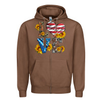 Love With Sunflowers And Usa Flag Zipper Hoodie | Teevron