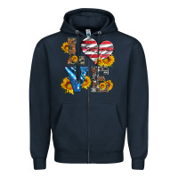 Navy love with sunflowers and usa flag Zipper Hoodie - Artiststas