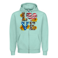 Seafoam love with sunflowers and usa flag Zipper Hoodie - Artiststas