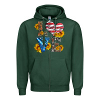 Sports Green love with sunflowers and usa flag Zipper Hoodie - Artiststas