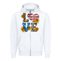 White love with sunflowers and usa flag Zipper Hoodie - Artiststas