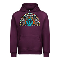 Mauve Wine western turquoise aztec cowhide serape  rainbows Urban Hoodie - AdoDesignShop