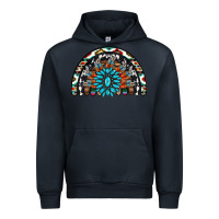 Navy western turquoise aztec cowhide serape  rainbows Urban Hoodie - AdoDesignShop