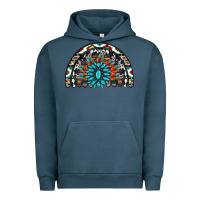 Pigment Midnight Navy western turquoise aztec cowhide serape  rainbows Urban Hoodie - AdoDesignShop