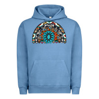 Pigment Pebble Blue western turquoise aztec cowhide serape  rainbows Urban Hoodie - AdoDesignShop
