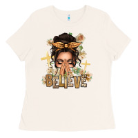 Bone believe praying caucasian messy bun Ladies Tee - texasbilliewilder