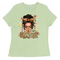 Matcha believe praying caucasian messy bun Ladies Tee - texasbilliewilder