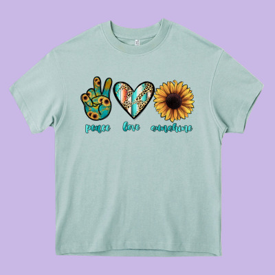 Peace Love Sunshine Heavy Core Tee Designed By Jahusdesignshop