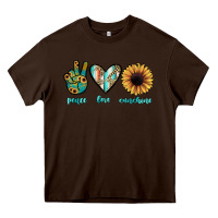 Chocolate Brown peace love sunshine Heavy Core Tee - JahusDesignShop