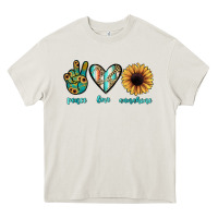 Cream peace love sunshine Heavy Core Tee - JahusDesignShop