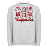 Heather Grey you give me teachcardia Heavyweight Sweatshirt - RacoonDesign