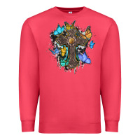 Cardinal cross with butterflies cowhide background Premium Sweatshirt - BarkalooDesign