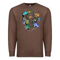 Chestnut cross with butterflies cowhide background Premium Sweatshirt - BarkalooDesign