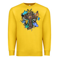 Lemon cross with butterflies cowhide background Premium Sweatshirt - BarkalooDesign