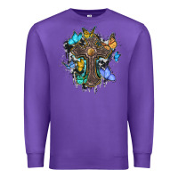 Purple cross with butterflies cowhide background Premium Sweatshirt - BarkalooDesign