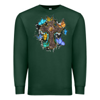 Sports Green cross with butterflies cowhide background Premium Sweatshirt - BarkalooDesign