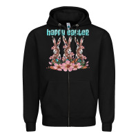 Black happy easter bunny Zipper Hoodie - Artiststas