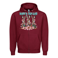 Burgundy happy easter bunny Zipper Hoodie - Artiststas