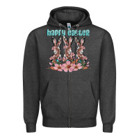 Charcoal Heather happy easter bunny Zipper Hoodie - Artiststas