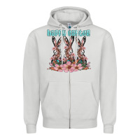 Dove Grey happy easter bunny Zipper Hoodie - Artiststas