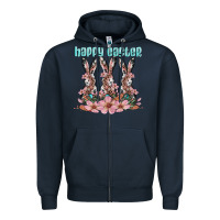 Navy happy easter bunny Zipper Hoodie - Artiststas