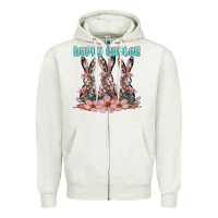 Oatmeal Heather happy easter bunny Zipper Hoodie - Artiststas