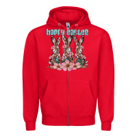 Red happy easter bunny Zipper Hoodie - Artiststas