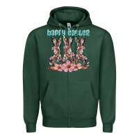 Sports Green happy easter bunny Zipper Hoodie - Artiststas
