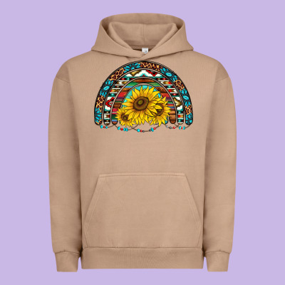Western Sunflowers Aztec Leopard Serape  Rainbows Urban Hoodie Designed By Adodesignshop