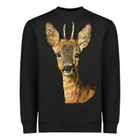 Black Red brocket Deer Head Heavyweight Sweatshirt - LillyAllenDesigns