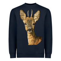 Navy Red brocket Deer Head Heavyweight Sweatshirt - LillyAllenDesigns