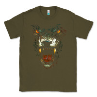 Army Green Werewolf Face Lycan Gothic Horror Occult Scary Halloween Classic Tee - longCreatives