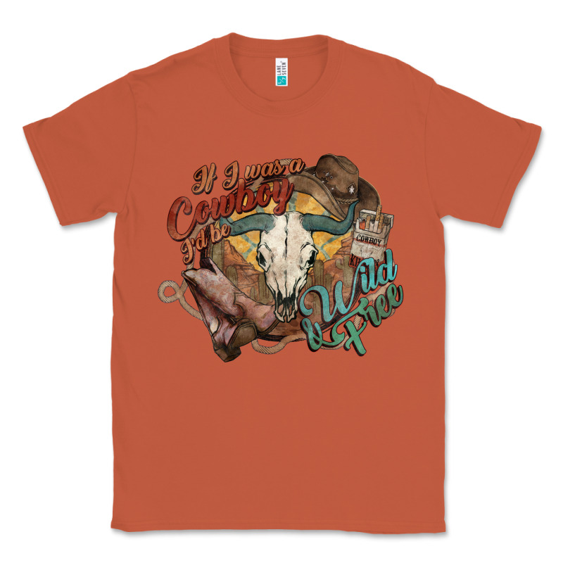 Cowboy Wild And Free Western Classic Tee by HowdyJamesFarm | Teevron
