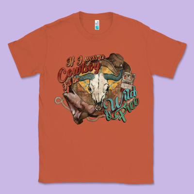 Cowboy Wild And Free Western Classic Tee Designed By Howdyjamesfarm