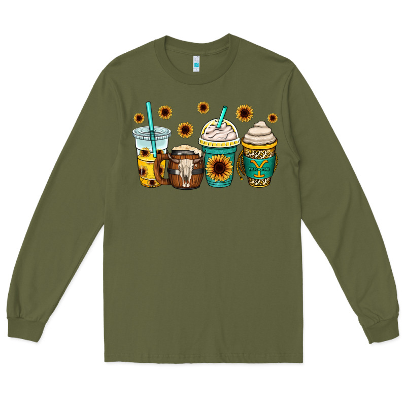 Yellowstone Coffee Cups Long Sleeve Tee by OliviaCreatesArt | Teevron