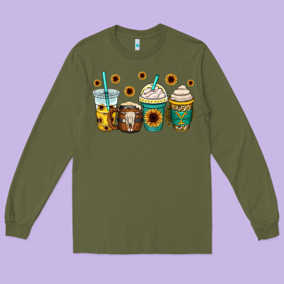 Yellowstone Coffee Cups Long Sleeve Tee Designed By Oliviacreatesart