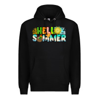 Black Hello Summer Premium Hoodie - CowhideDigitalArt