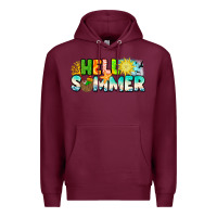 Burgundy Hello Summer Premium Hoodie - CowhideDigitalArt
