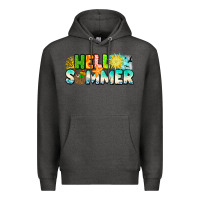 Charcoal Heather Hello Summer Premium Hoodie - CowhideDigitalArt