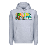 Heather Grey Hello Summer Premium Hoodie - CowhideDigitalArt