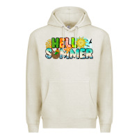 Oatmeal Heather Hello Summer Premium Hoodie - CowhideDigitalArt