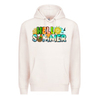 Pale Pink Hello Summer Premium Hoodie - CowhideDigitalArt
