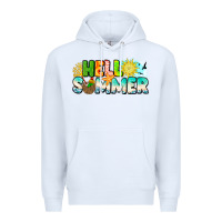 White Hello Summer Premium Hoodie - CowhideDigitalArt