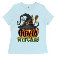 Baby Blue Howdy witches Ladies Tee - NancyCooperArtShop