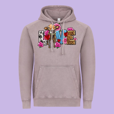 Love With Cow Olivia Vintage Hoodie Designed By Oliviacreatesart