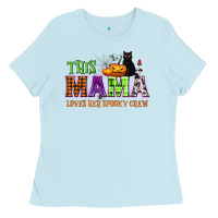 Baby Blue This mama loves her spooky crew Ladies Tee - NancyCooperArtShop