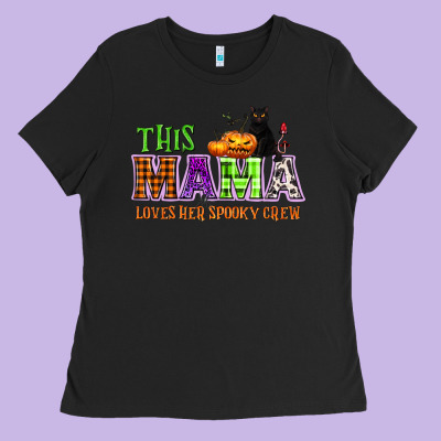 This Mama Loves Her Spooky Crew Ladies Tee Designed By Nancycooperartshop