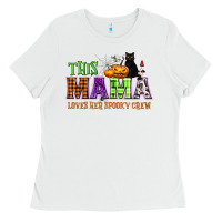 White This mama loves her spooky crew Ladies Tee - NancyCooperArtShop